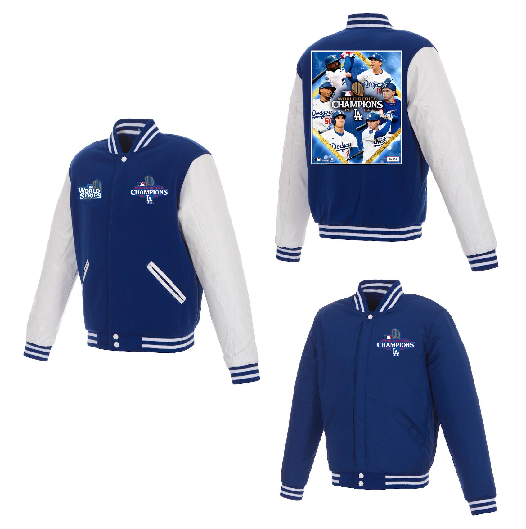 Men Los Angeles Dodgers #5 Freeman 2024 MLB World Series Champions blue Jacket style 2-0